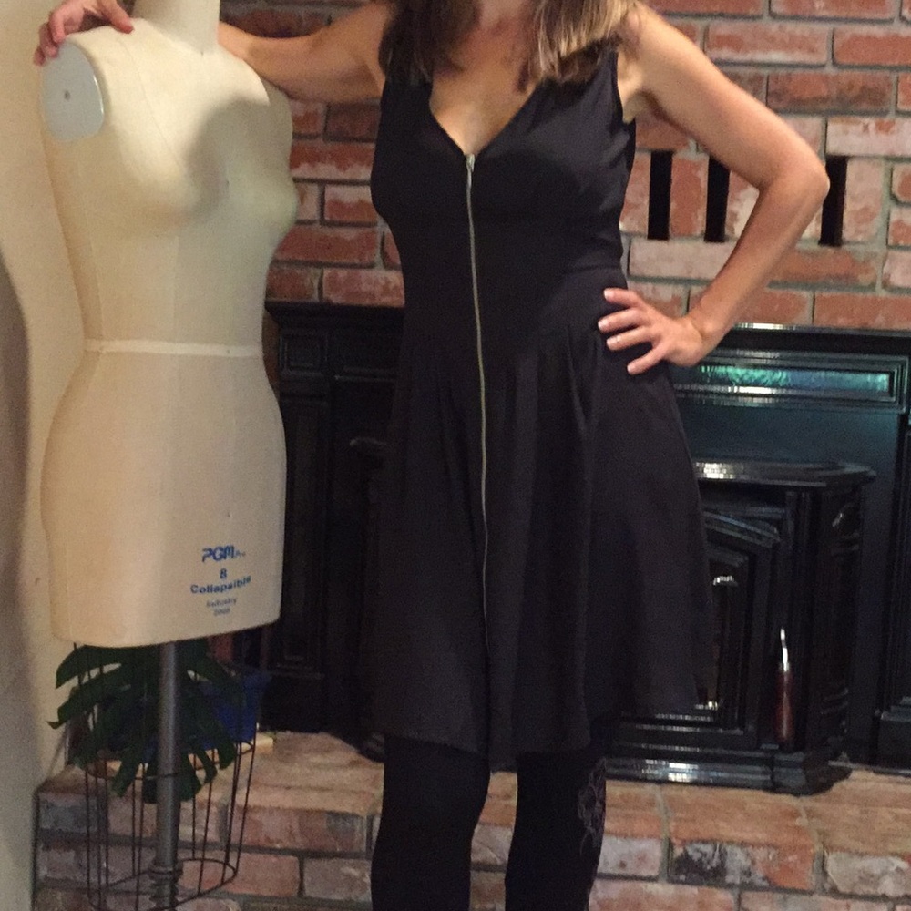 Black silky H&M zipper dress